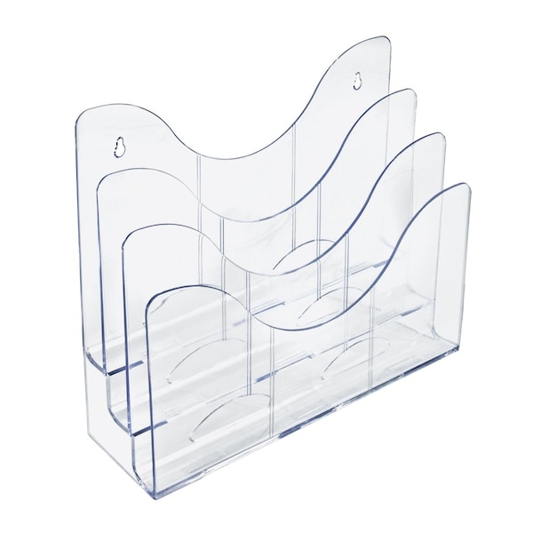 Three Tier File and Brochure Desktop Wall Organizer Holder, Dividers